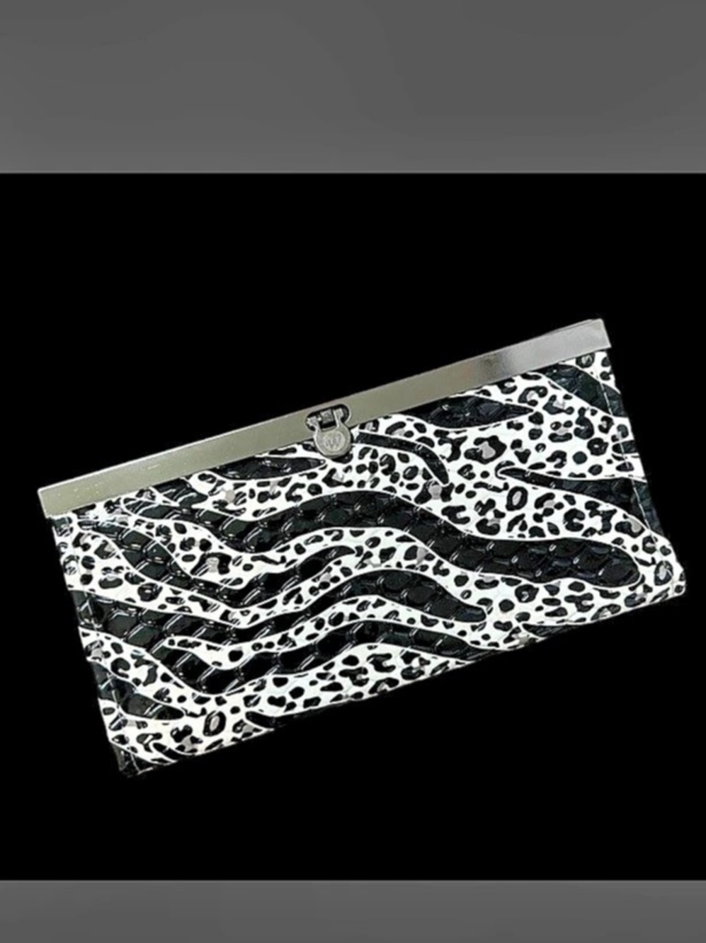 Animal Print Wallet in White & Black